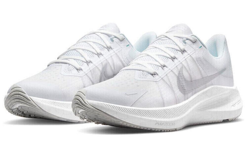 Nike Womens Zoom Winflo 8 Beige Running Shoes White/Metallic Silver US Size 7.5